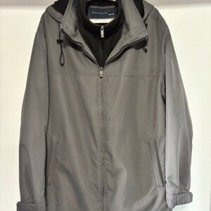 Weatherproof Jacket 2XLT Gray Softshell Lined Detachable Hood Heavy Outdoor Zip